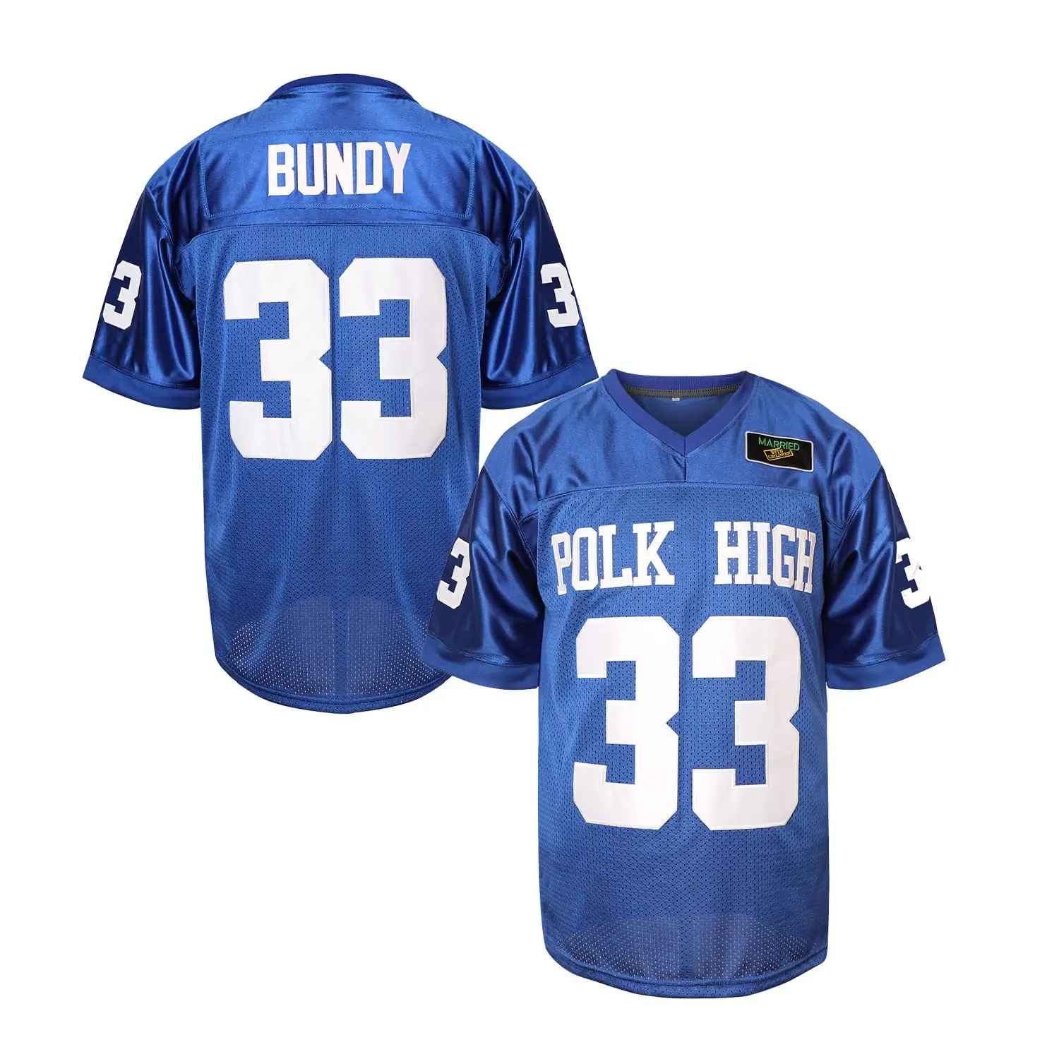 Al Bundy-camiseta de fútbol de alta calidad, Jersey de película Polk, cosido, azul, S-3XL, #33