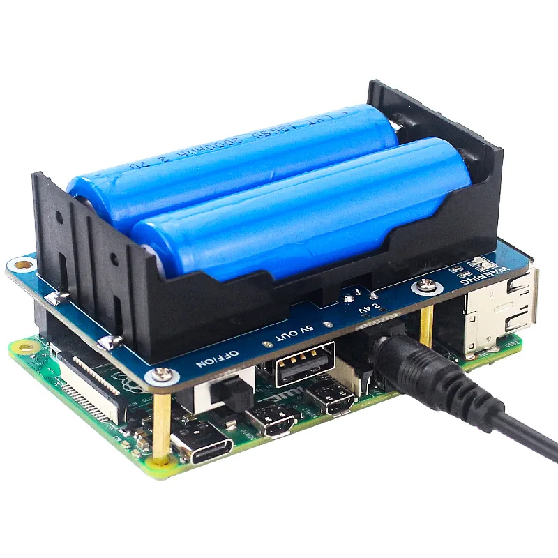 Paquete de Baterías UPS para Raspberry Pi 4B/3B+ - Módulo de Alimentación de Litio de -5V con Batería Recargable y Ciclo de Carga