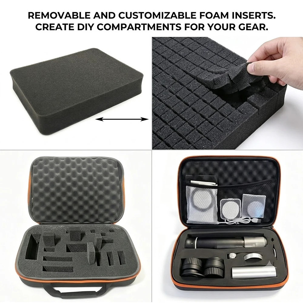 Estuche para herramientas, bolsas de almacenamiento impermeables de EVA con cremallera de viaje de espuma, caja para herramientas, accesorios, bolsa para cámara a prueba de golpes