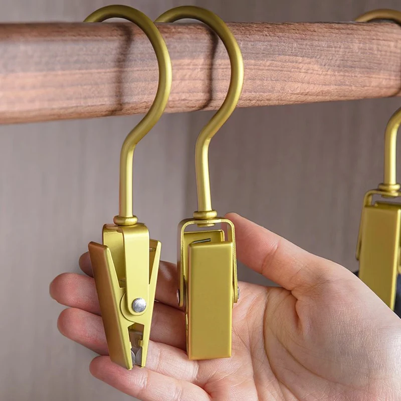 Clip de gancho multifuncional de aleación de aluminio y metal, clip de almacenamiento para falda y sombrero, perchas para ropa, clip de secado, estantes para pantalones sin costuras, 6 uds.
