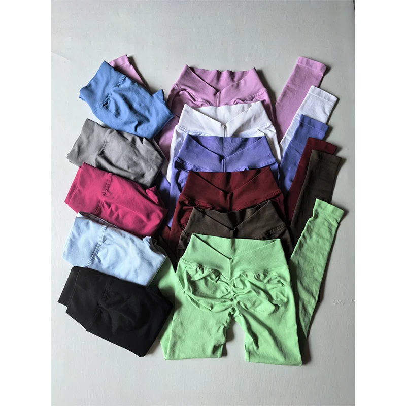 Scrunch Booty V-cintura levantamiento de cadera Fitness gimnasio correr entrenamiento medias deportivas mallas deportivas mujer pantalones de Yoga sin costuras