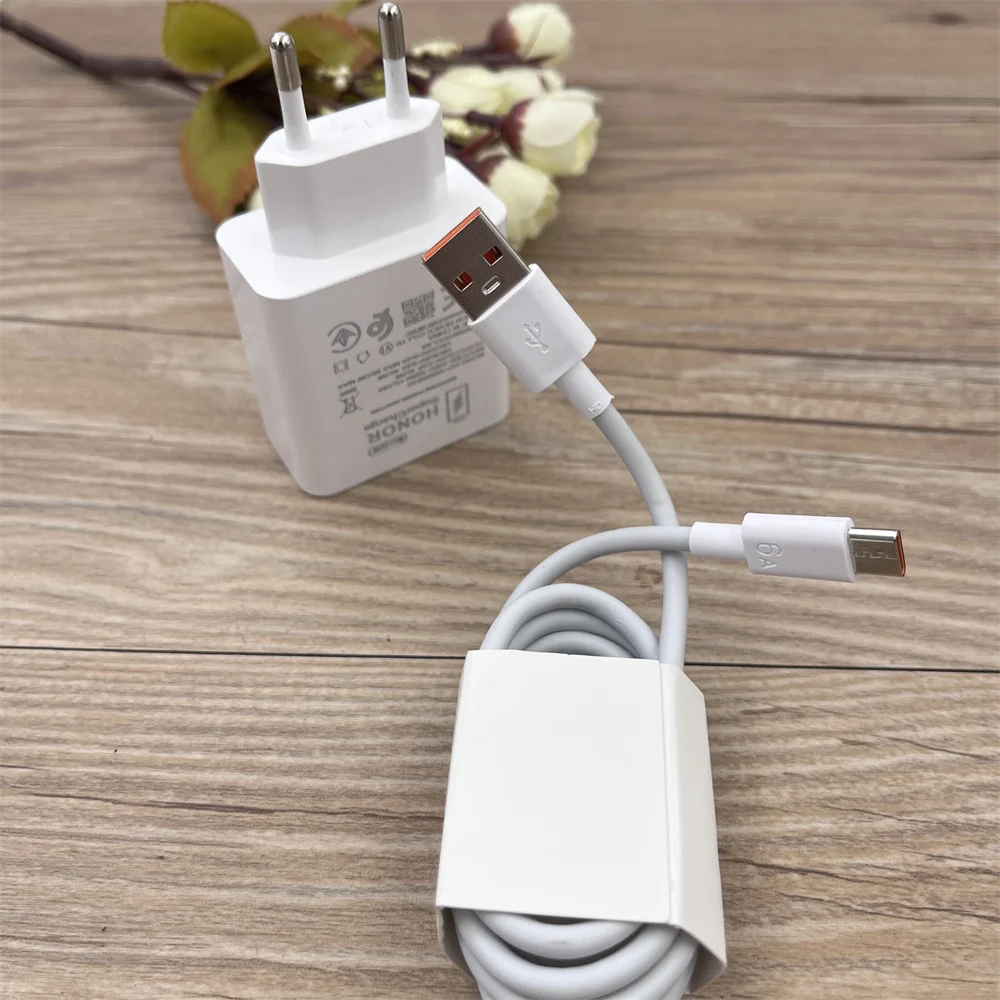 Cargador rápido Original Honor de 66W, adaptador de corriente de supercarga UE, Cable Usb tipo C 6A para Honor 400 300 Pro X60 Magic 8 7 6 5 4 Lite