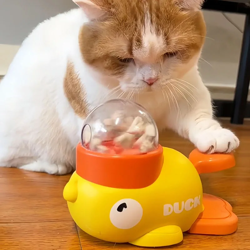 Perro, gato, comedero para mascotas, pequeño pato amarillo, rompecabezas interactivo, máquina de alimentación para perros, cachorro, juguete de comida faltante, fondo antideslizante