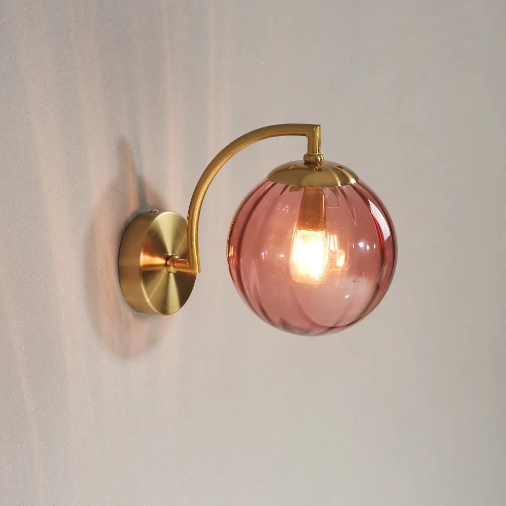 Lámpara de pared Led moderna, luz de pared de cristal de color, candelabro de noche minimalista nórdico para sala de estar, dormitorio, comedor, cocina, accesorio de iluminación interior