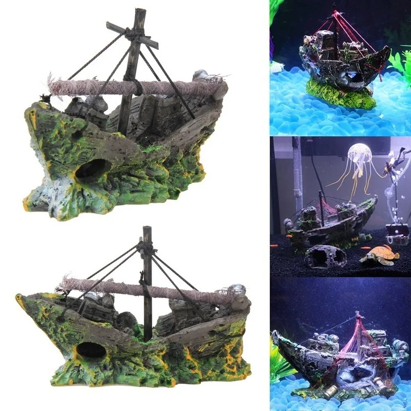 Decoraciones para pecera de acuario, paisaje, barco pirata, diseño de resina Vintage, accesorios para acuario, decoraciones para el hogar