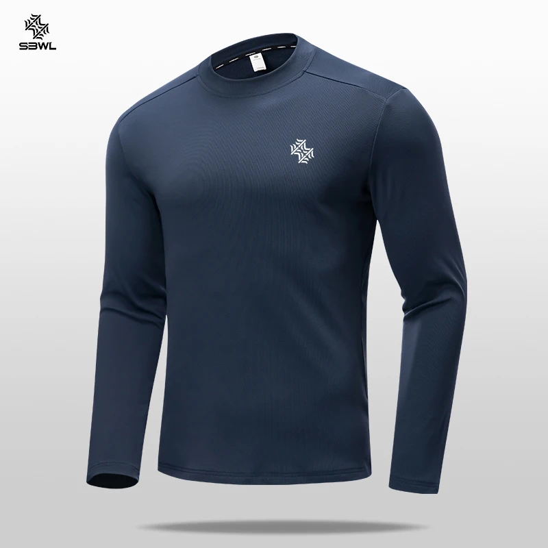 SBWL Camiseta Deportiva de Manga Larga para Otoño e Invierno, de Alta Calidad, para Actividades al Aire Libre, Cálida por Dentro, con Elástico, para Correr, Fitness, Camiseta Base