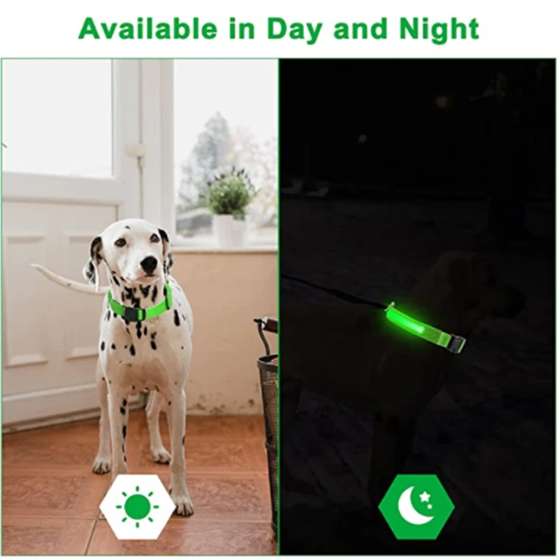 Collar Luminoso LED Ajustable para Perros, Collar Brillante Recargable por USB, Collar Intermitente Antipérdida/Anti-Accidentes de Coche, Productos para Mascotas