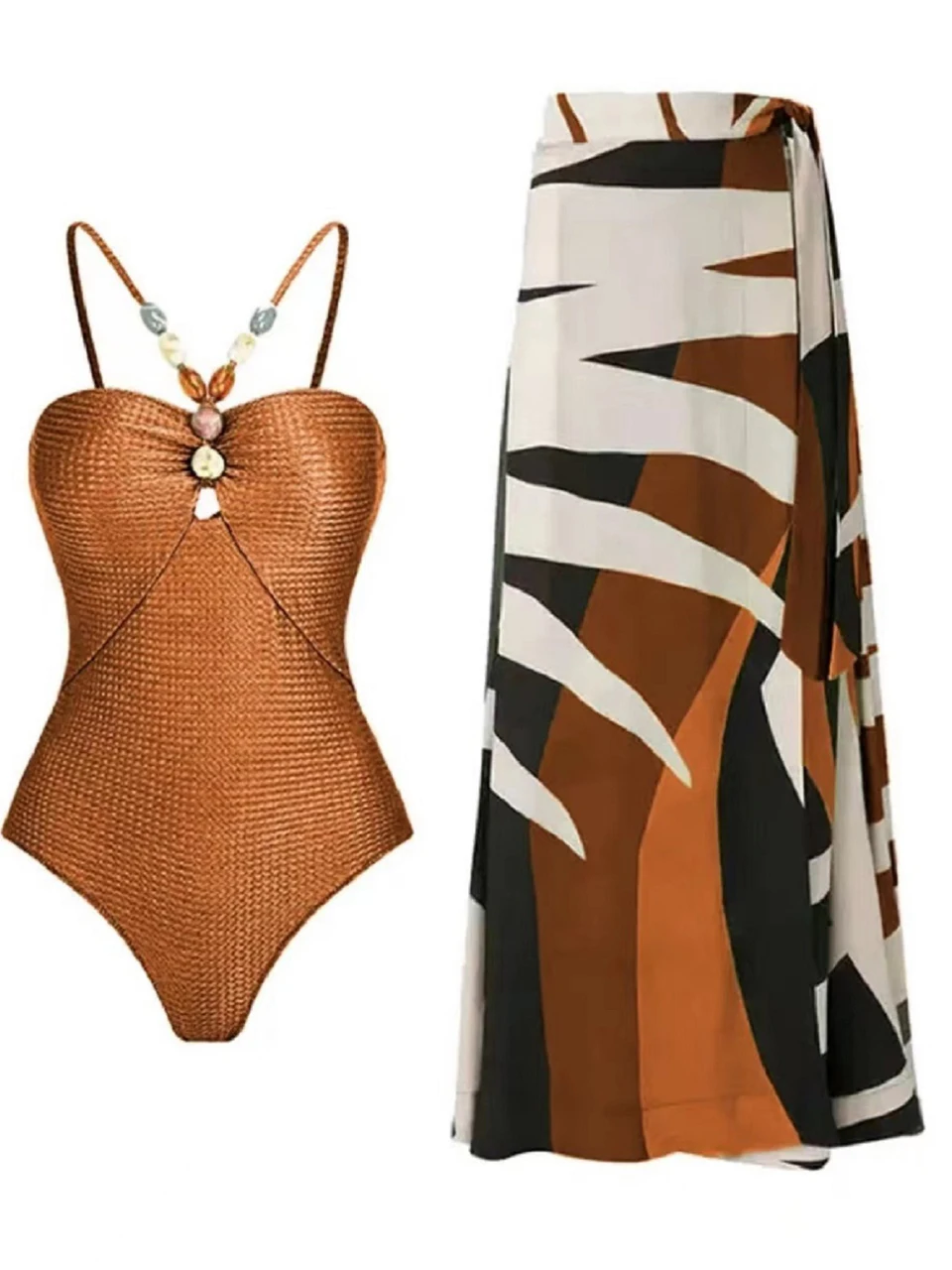 Bikinis de Dos Piezas, Traje de Baño para Playa 2026, Body Sexy con Cordones y Falda Larga para Mujer, Conjunto de Bikini para Baño y Natación de Verano
