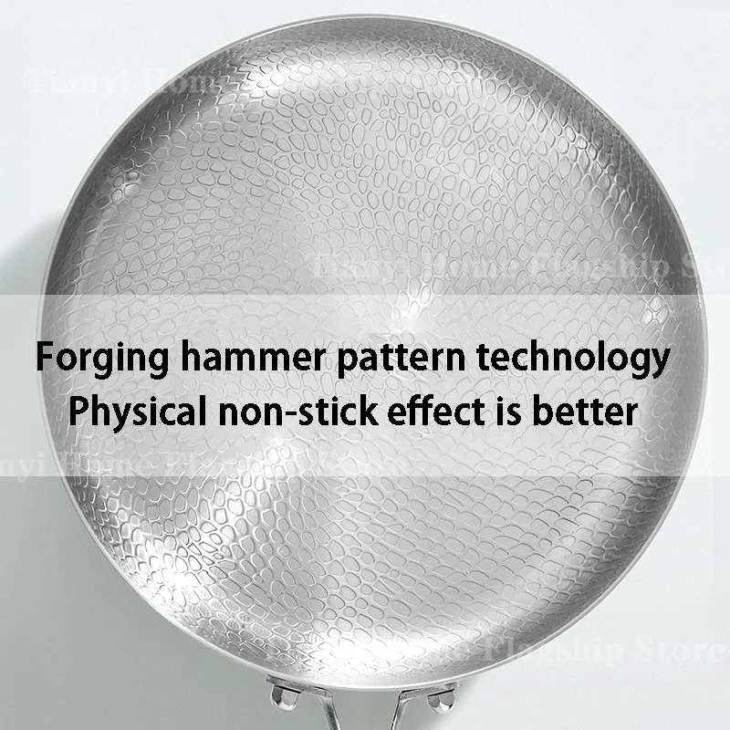 Sartén antiadherente de 20/24/28cm, Wok de titanio y acero inoxidable para el hogar, sartén para carne de huevo, Cocina de Inducción, estufa de Gas, utensilios de cocina