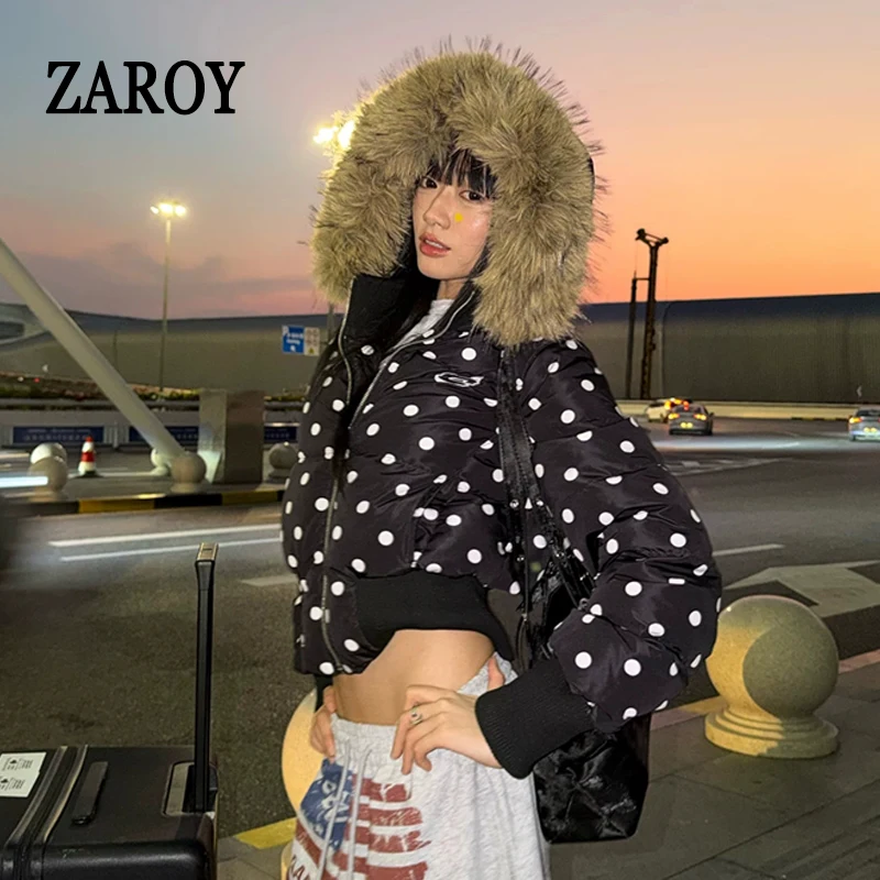 ZAROY Chaqueta de invierno para mujer, abrigada y gruesa, con capucha, de algodón, estilo coreano, lisa, versátil, informal, abrigo corto, ropa de abrigo para la nieve, chaqueta de invierno.