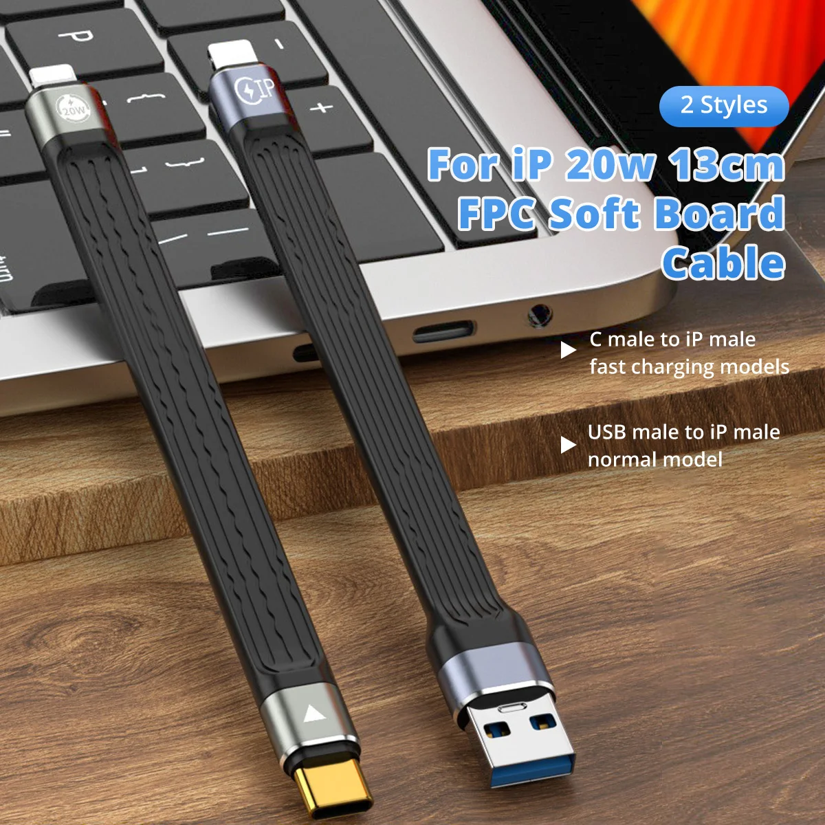 Cable USB C PD 20W para iPhone 14 Pro Max Soft FPC 3A Cable USB C de carga rápida para iPhone 13 Mini Pro Max Cable USB tipo C de datos