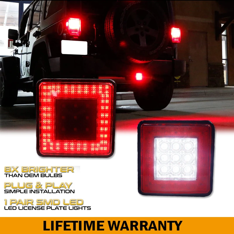 Luz trasera/freno de coche con camión SUV remolque clase 3/4/5 receptor de enganche de remolque de 2 pulgadas lámpara de freno roja, lámpara trasera, luz inversa blanca