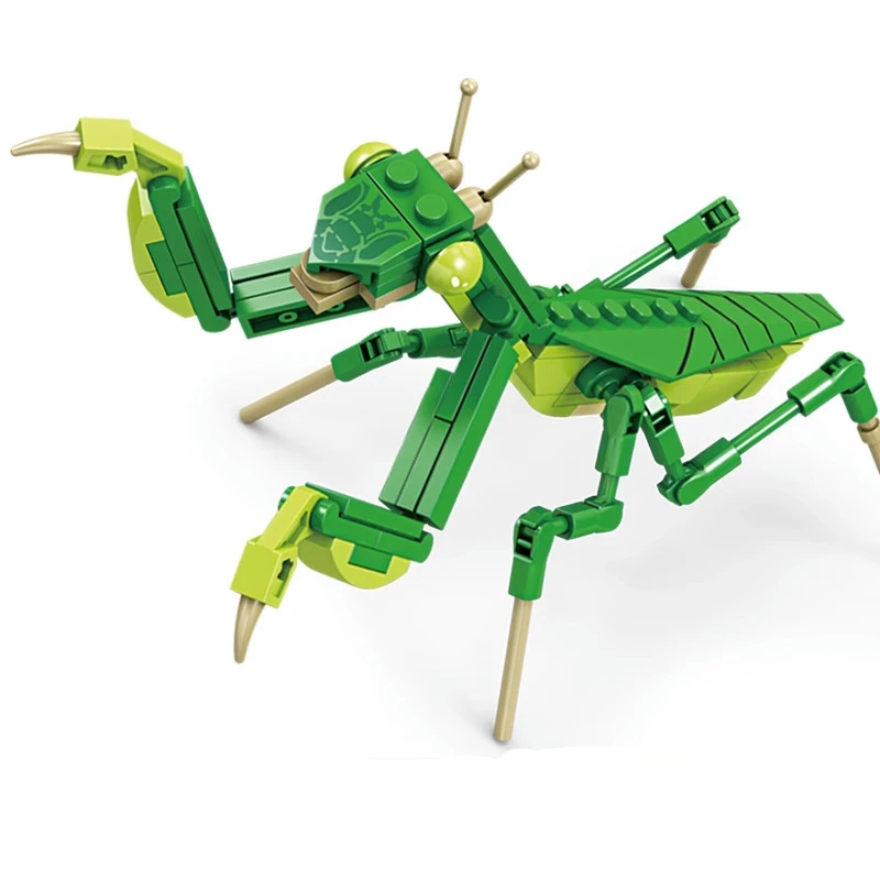 Bloques de construcción creativos, modelo de insecto, abeja, libélula, hormiga, Mantis, juguetes ensamblados para niños, adornos de animales interesantes, regalos