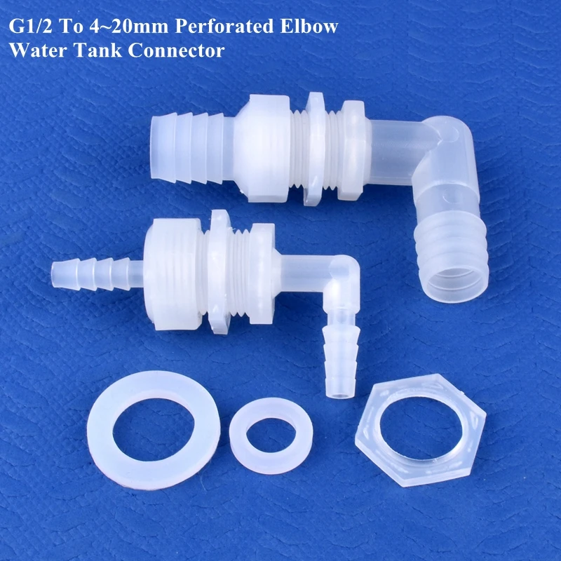 Conector de codo perforado G1/2 a 4 ~ 20mm, bomba de aire para acuario, junta de manguera, conector de tubería de agua para riego de jardín, 1 ~ 50 Uds.