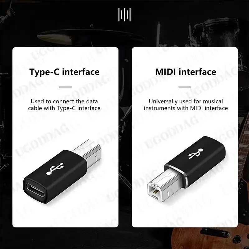 Adaptador USB tipo C hembra a USB B macho para teclado de impresora, Piano, tambores electrónicos tipo B 2,0, convertidor de instrumentos electrónicos