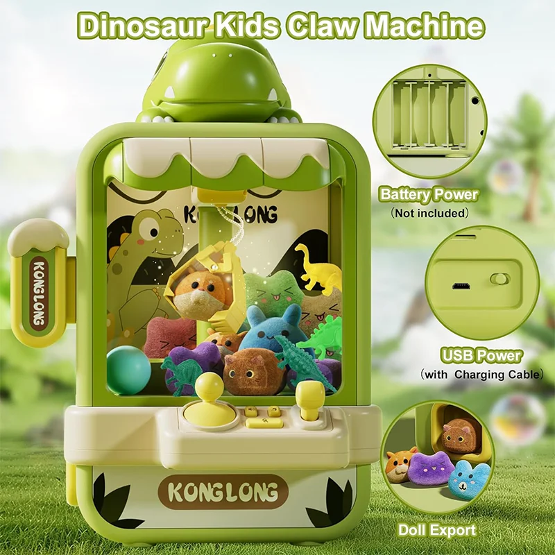 Máquina de garra de dinosaurio, juguetes, juego de Arcade electrónico, máquina de muñecas de captura ajustable, Mini expendedora de música, regalo de cumpleaños para niños