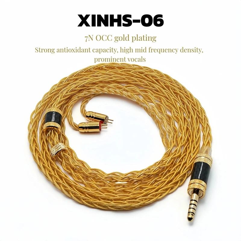 XINHS-Cable de actualización de auriculares chapado en oro de cobre de cristal único 7N, 8 núcleos, 3,5/2,5/4,4mm, MMCX/0,78, 2 pines para IEM Vesper Chu II SR5