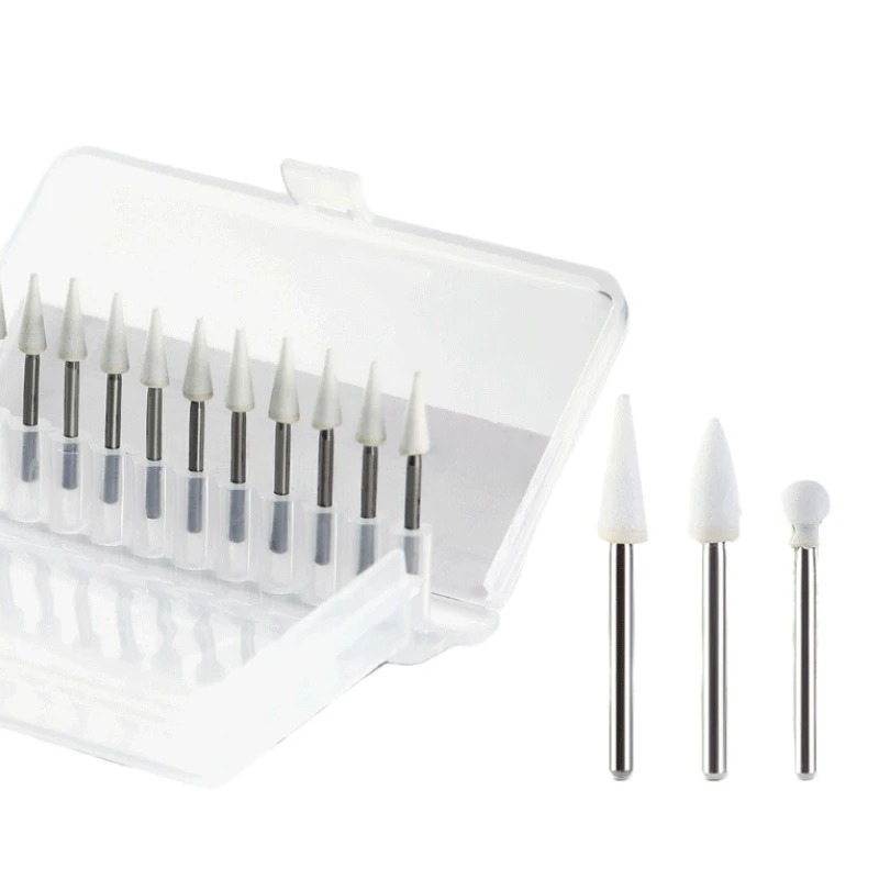 JUMTOP 12 unids/bolsa cono de llama Dental pulidor de piedra blanca redonda fresas FG