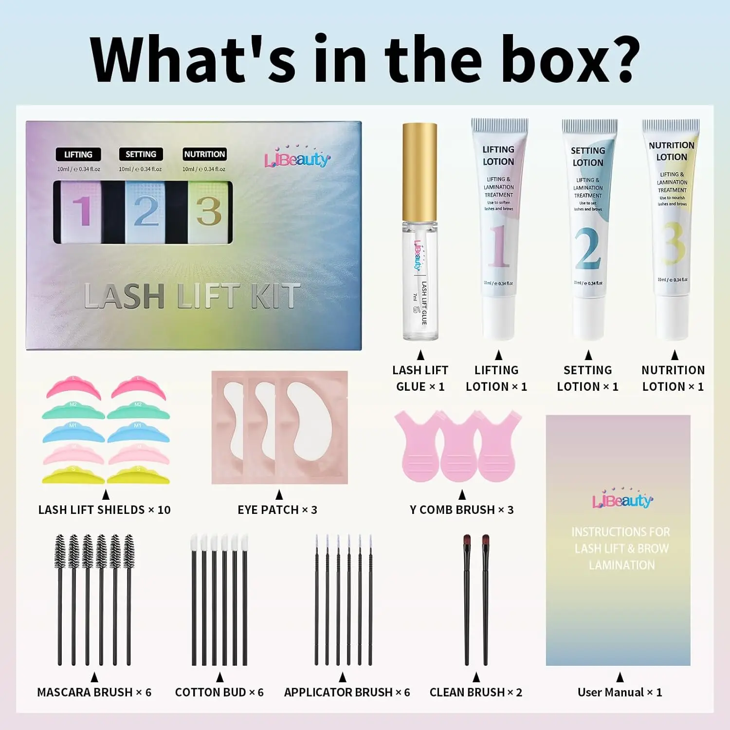 Kit de Lifting de Pestañas Libeauty de 10 ml y Kit de Laminación de Cejas con Bálsamo para Lifting de Pestañas, Diseño Tubular de Precisión para Uso en Casa