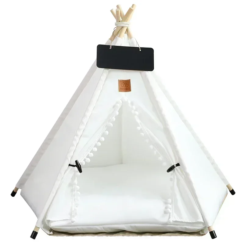 Tienda tipi para mascotas para gatos y perros, casa para perros lavable y extraíble portátil, casa para cachorros de interior con cojín y pizarra para gatos