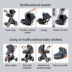 Cochecito de Bebé de Lujo 3 en 1 con Silla de Auto y Cesta para Dormir, Cochecito Ligero, Silla de Paseo para Bebé, Multifuncional, Ajustable, Plegable, Compacto, Portátil, Seguro, Cómodo, Elegante, Perfecto para Viajar