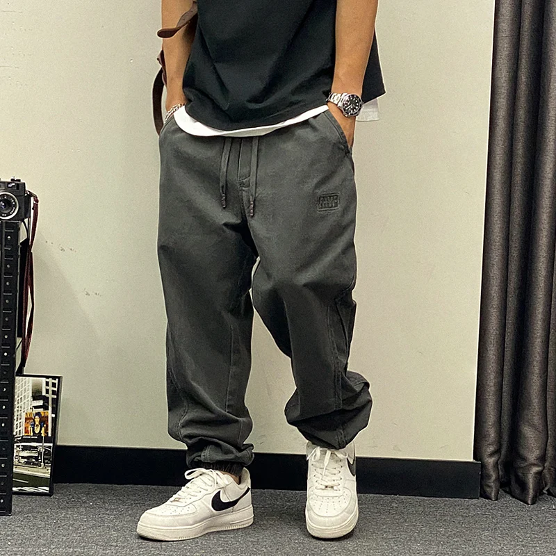 Ropa informal japonesa de talla grande para hombre, pantalones Cargo de gran tamaño, ropa para correr informales Harajuku, pantalones holgados coreanos de Hip Hop para hombre
