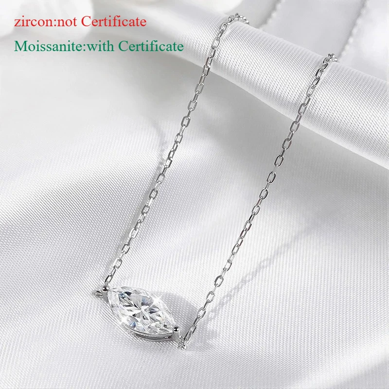 Smyoue Marquesa Cut 1-3CT Collar de circonita o moissanita para mujer Colgante de diamante de laboratorio de piedras preciosas Plata de ley 925 chapada en 14K