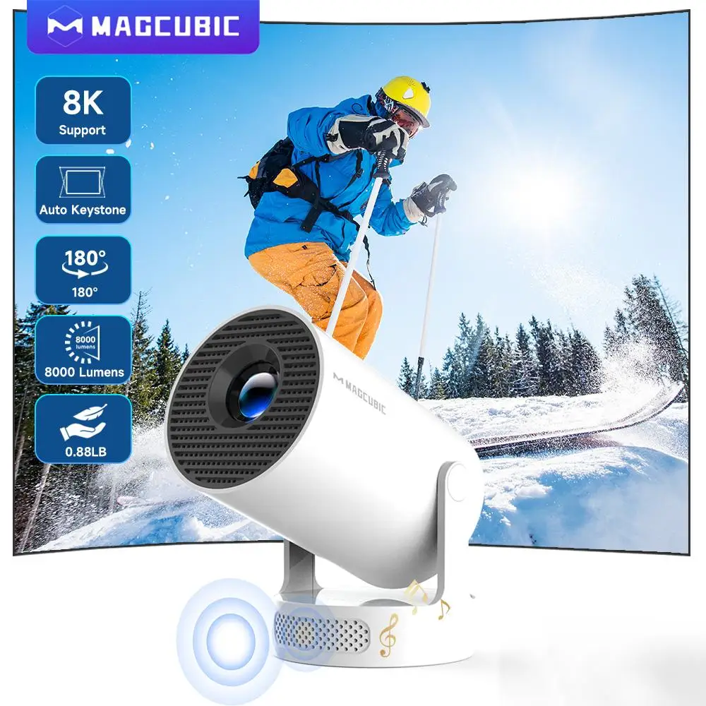 Proyector Magcubic HY300 PRO + 8K Android 14 Dual Wifi6 Allwinner H726 BT5.4 1080P 1280*720P Proyector de cine en casa para exteriores