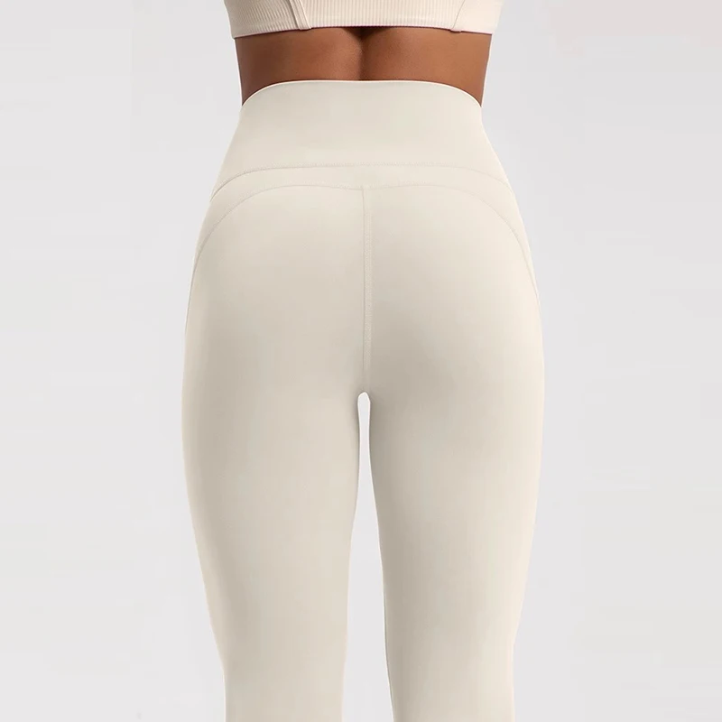 Pantalones acampanados de cintura alta para mujer, cintura elástica, levantamiento de cadera, sartén de yoga informal para ejercicio en todas las estaciones y uso al aire libre