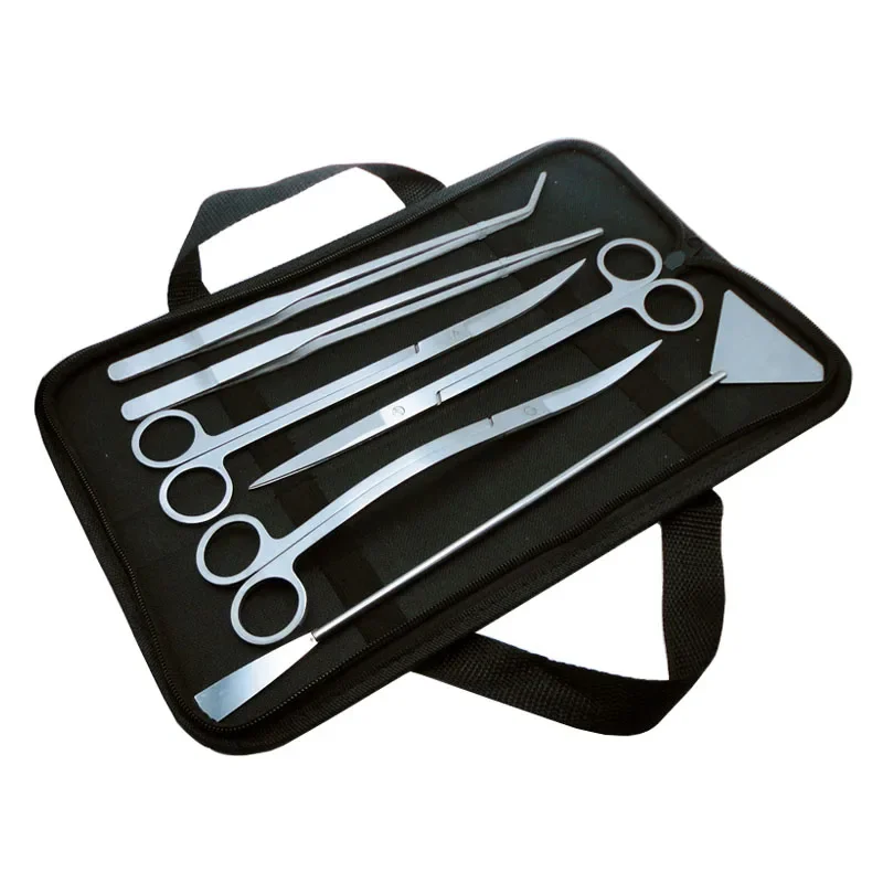 Juego de herramientas para acuario, pinzas de tijera, tijeras onduladas para plantas, herramientas de limpieza de hierba inoxidable, palas para pecera, accesorios para acuario