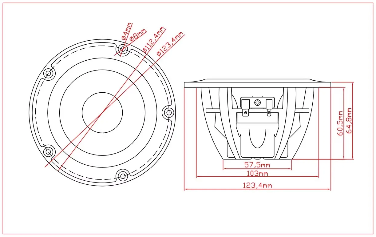 1 unidad de woofer medio de 4" de grado audiófilo GHXAMP: remachado de sonido de caída de mandíbula para Vifa y Peerless NE123W, 4Ω 35W,84Hz-18KHz
