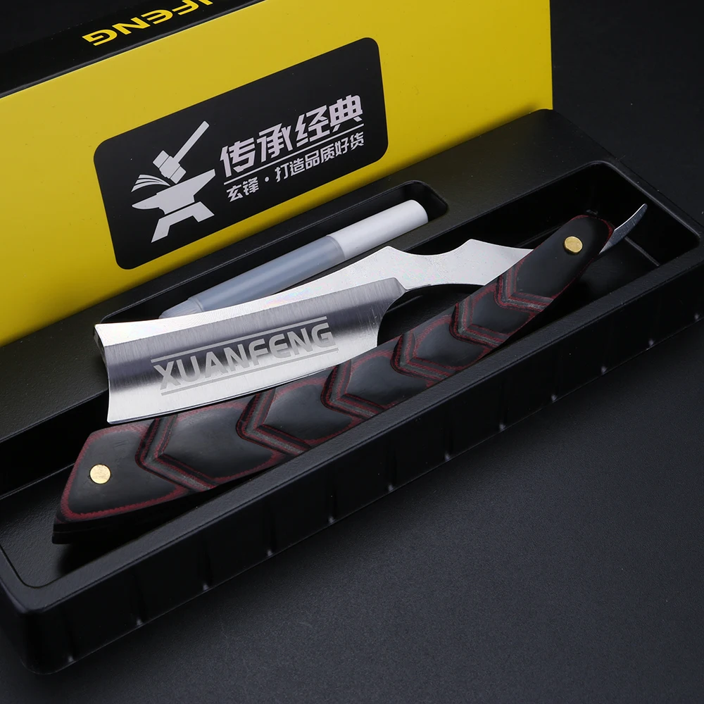 XUANFENG-maquinilla de afeitar plegable de acero 9cr18, maquinilla de afeitar recta afilada de alta dureza para hombres