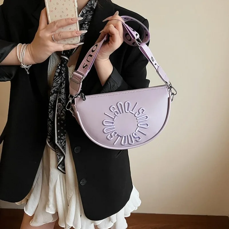 Bolso de cuero vintage para pañales, bolso cruzado con logotipo de letras a la moda, informal, de color sólido, para mujer, estilo elegante de París