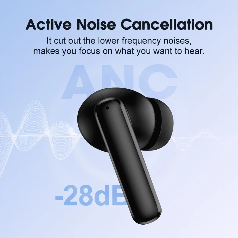 QCY-auriculares inalámbricos T13 ANC, audífonos con Bluetooth 5,3, 28dB, cancelación activa de ruido, intrauditivos, llamadas claras