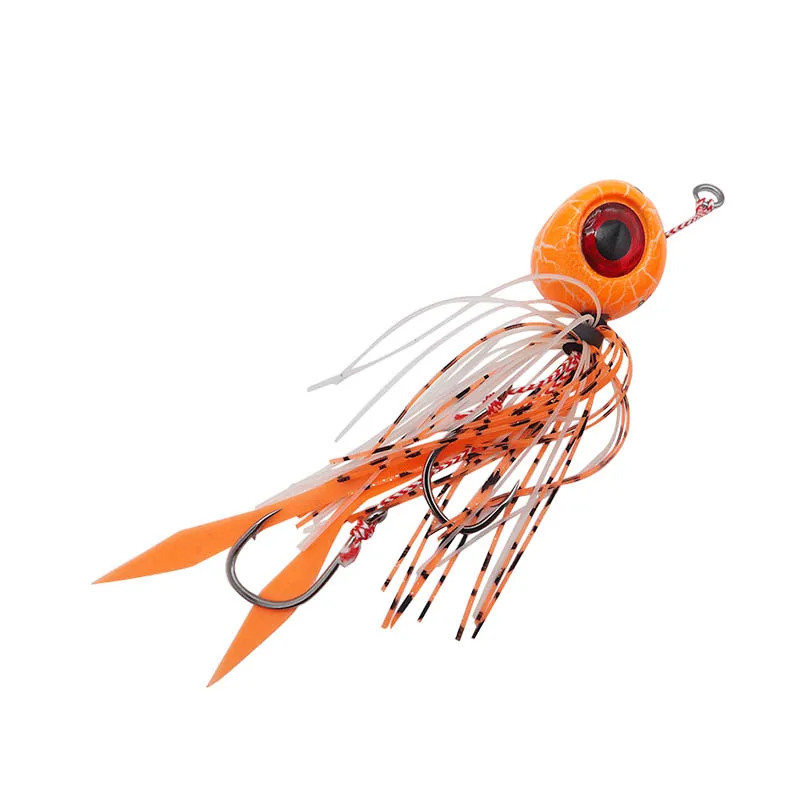 Señuelo de pesca Snapper Jig Slider con falda de goma y doble anzuelo auxiliar, 40g, 60g, 100g, 150g, 200g, 250g, luminoso, accesorios de pesca