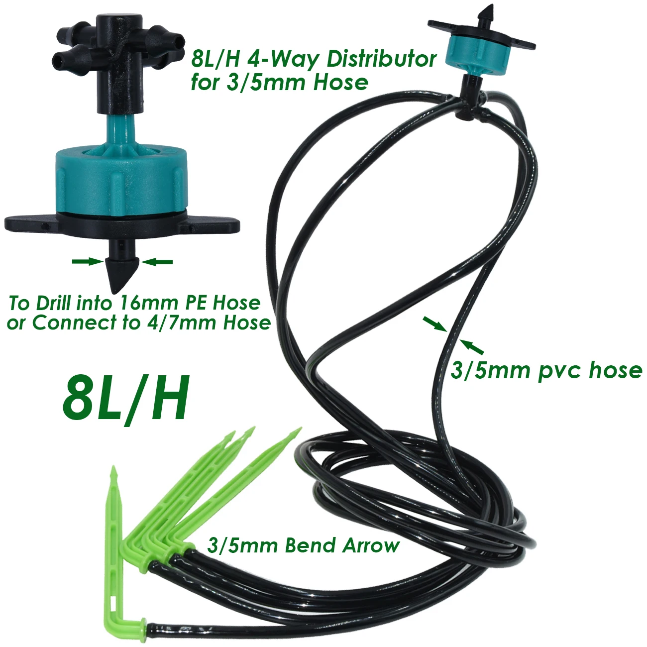 KESLA 25 uds gotero de flecha curva para invernadero Micro Kit de riego por goteo emisores para manguera de 3/5mm Micro gotero de ahorro de riego de jardín