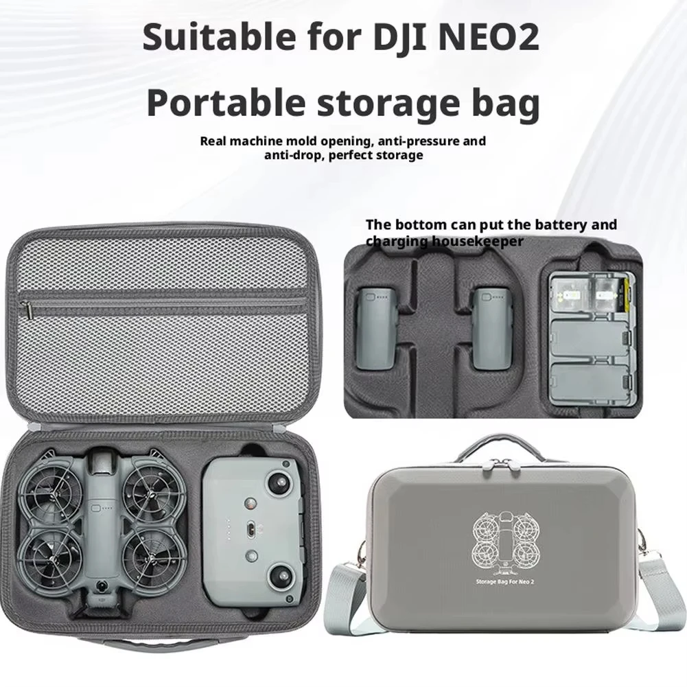 Estuche de Transporte Portátil de PU para DJI NEO 2, Bolsa Protectora a Prueba de Golpes para Control Remoto de Dron DJI RC-N3 y Accesorios de Batería