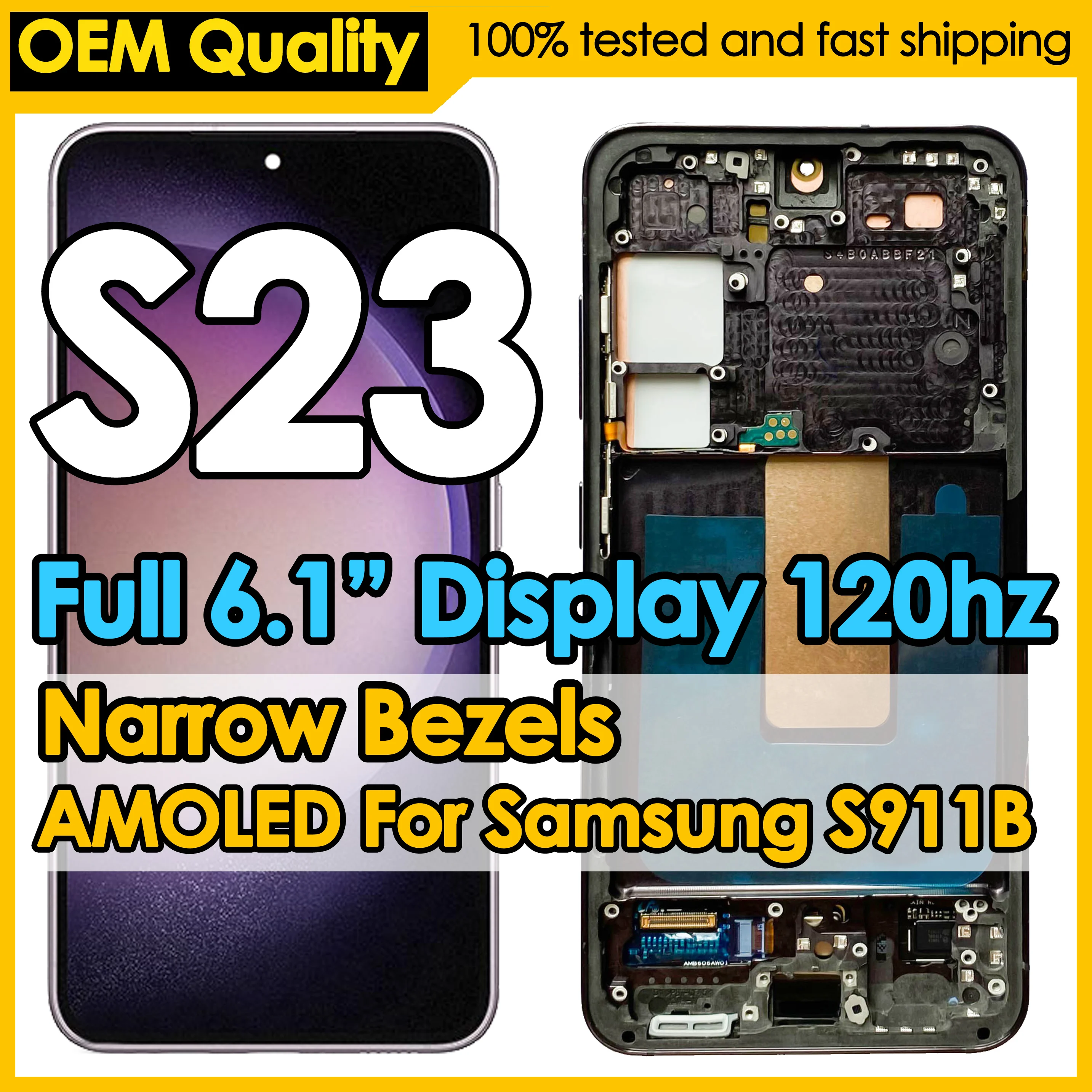 OEM 120Hz dinámico AMOLED para Samsung Galaxy S23 reemplazo de la pantalla S911B S911U LCD MONTAJE DE digitalizador táctil al por mayor