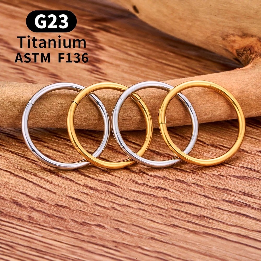 10/50 Uds ASTM F136 anillo de titanio para la nariz con bisagras Clicker segmento tabique aro mujeres hombres cartílago de la oreja pendiente de hélice joyería Piercing