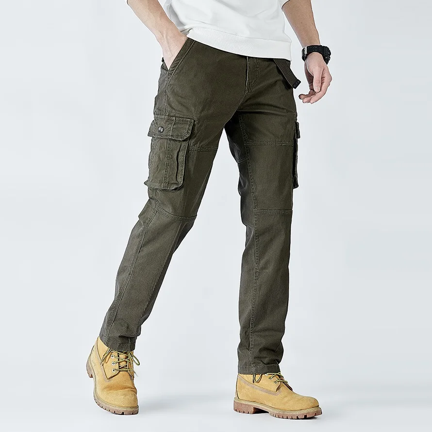 Pantalones Cargo para Hombre 2026, Corte Recto, Algodón Elástico, Pantalón Táctico Militar, para Campamento, Pesca, Trabajo, Casual, Color Caqui