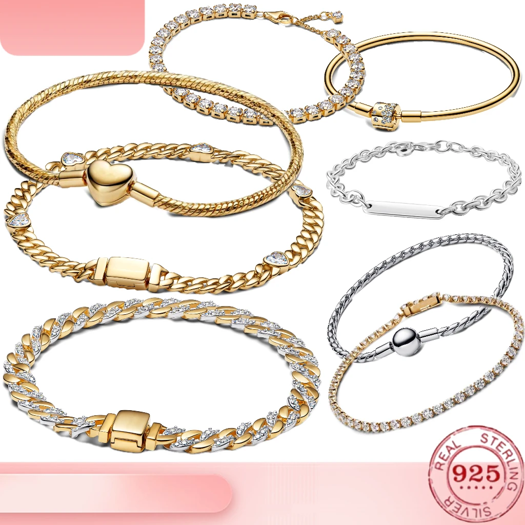Nueva Pulsera de Plata de Ley 925 con Circonitas Redondas de Lujo para Mujer, 2026, Regalos de Joyería Fina para Bodas y Fiestas