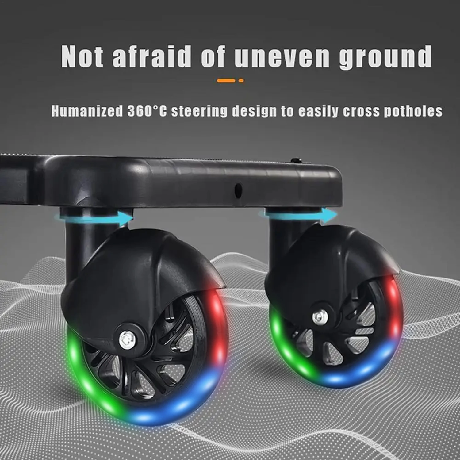 Plataforma Universal para Cochecito con Asiento, Adaptador de Plataforma para Cochecitos, Plataforma para Niños con Ruedas LED, Soporta hasta 55 Libras