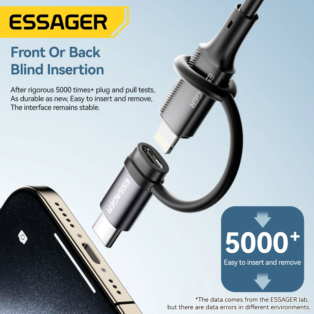 Essager iluminación a tipo C adaptador 3A carga rápida IOS hembra a conector macho tipo C para IPhone 15 14 13 Pro IPad Converter