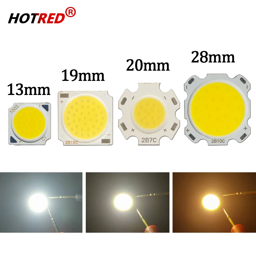 10-50 Uds COB LED 3W 5W 7W 10W 12W 15W 18W 30W 36W blanco cálido frío neutro 13mm 20mm 28mm 1919 Chips lámpara foco Downlight DIY