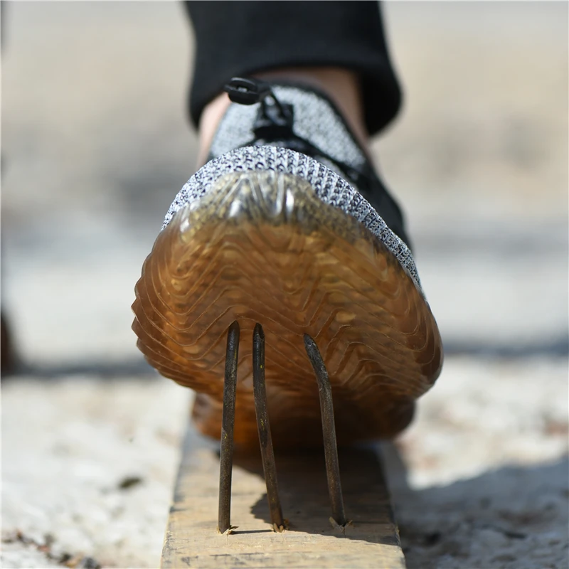 Zapatos de seguridad calados de verano, zapatos de trabajo con punta de acero para hombres, zapatillas ligeras de seguridad indestructibles con protección contra perforaciones