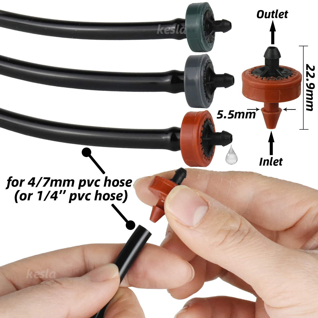 20-200 Uds 2L 4L 8L 1/4 ''goteo de riego de jardín boquilla cuentagotas de ahorro de agua de flujo constante automático para bonsái de invernadero