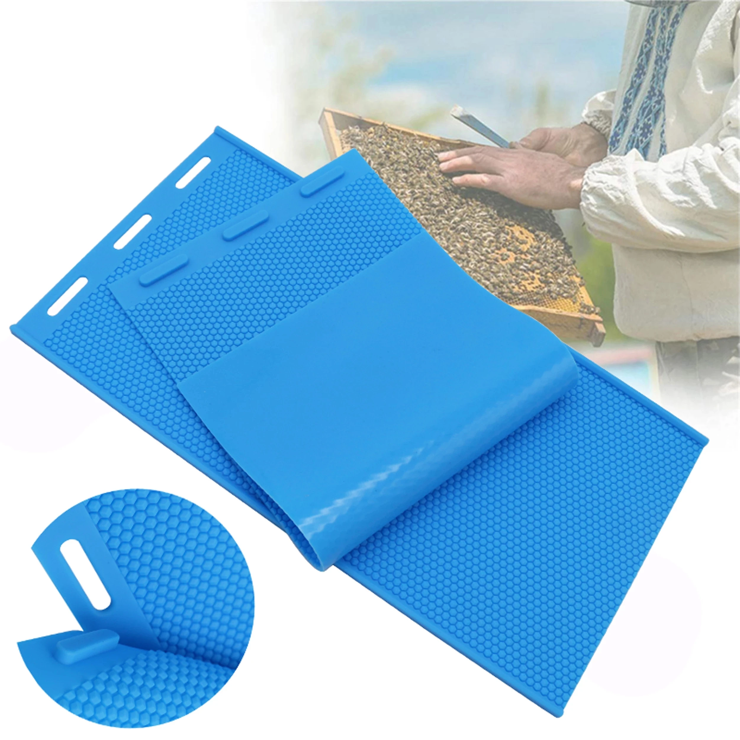 1 Juego de cera de abejas de silicona para apicultura, molde tipo panal, cera Flexible para máquina, hojas de base, molde, prensa en relieve para cultivo de abejas