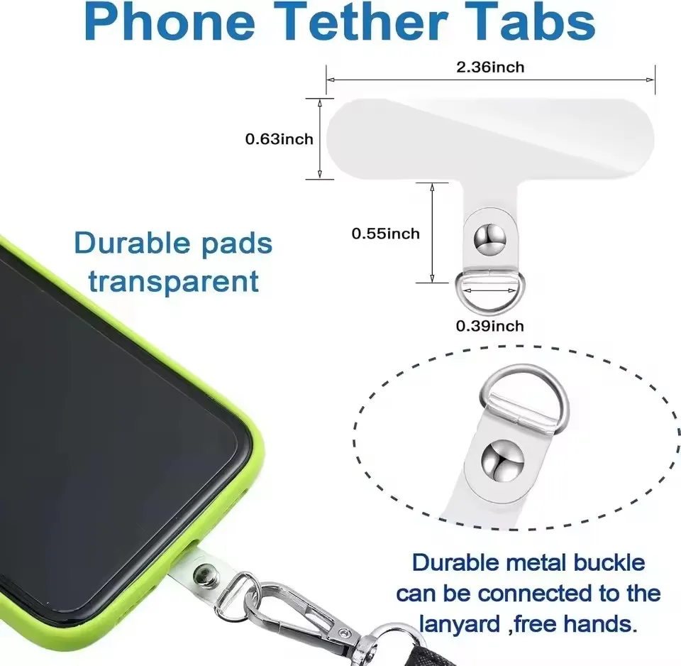 Correa de Muñeca Universal Transparente y Desmontable para Teléfono, con Clips, Parches y Sujetadores para Samsung, iPhone y Huawei