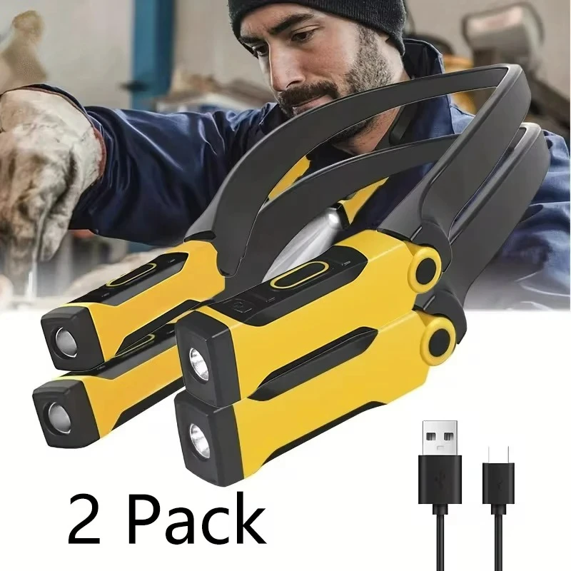 Paquete de 2 luces LED de lectura para el cuello recargables, dos niveles de brillo para leer, tejer, acampar y reparar luz de trabajo Led
