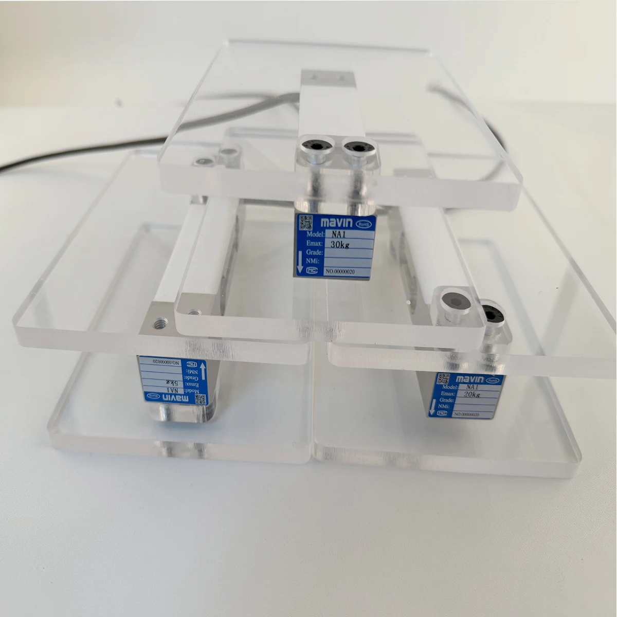 Kit de Sensor de Peso de Punto Único de 130 mm - Celda de Carga Mavin + Placas Acrílicas de 8 mm + Tornillos de Alta Resistencia + Llave con Herramientas de Montaje